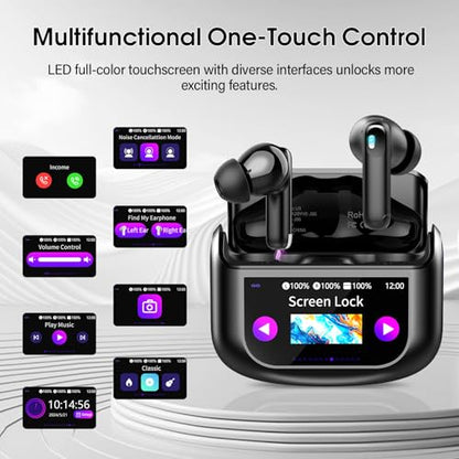 Wireless Earbuds, Bluetooth 5.4 Headphones Multi-Function Touch Screen | with 5 EQ Modes, 48H Ear Buds Bass Stereo with ANC Noise Cancelling/Transparency Mode, IPX7 Bluetooth Earbuds for Android/iOS
