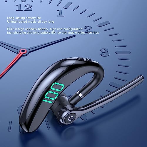 Yunseity Single Ear Bluetooth Headset, V18 Noise Cancelling Earpiece Bluetooth 5.3, Hands 65 Hours Talk Time Sports Headset with Mic, LED Power Display, Earhook 180°