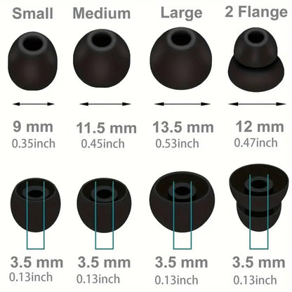 Zotech Replacement Earbud Tips for Beats Flex All-Day Wireless Earbuds, 8 Pairs (16pcs), Black, Small, Medium, Large, Double Flange
