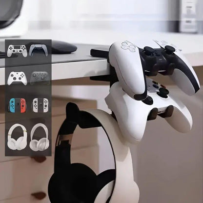 Foldable Headphone Stand and Hook – Aluminum Headset Holder Clamp Mount Under Desk, Universal Fit for Gaming Headphones, Space-Saving Hanger Organizer