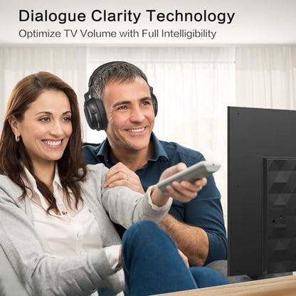 SIMOLIO Wireless TV Headphones for Seniors Hard of Hearing Bluetooth for PC | Clear Voice & Loud Volume, OPT/AUX Passthrough to Soundbar, L/R Audio Balance, Ambient Mode, Battery & Earpads Replaceable - style: One Headset