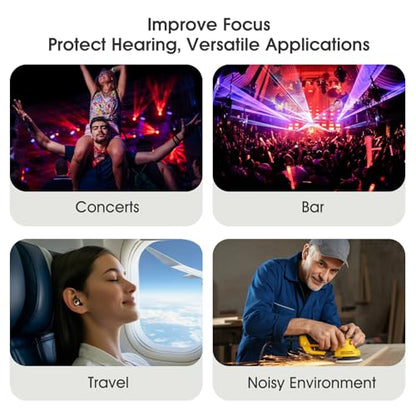 Ear Plugs for Sleeping, 45dB Silicone Ear Plugs for Noise Reduction, Reusable Sleeping Noise Cancelling Earplugs for Snoring, Concert & Shooting Ear Protection with 6 Eartips(Black)