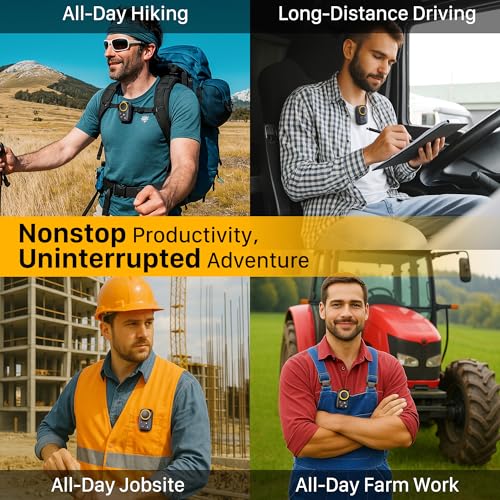 AA AUDIO ACCESSORY Wearable Bluetooth Speaker Clip On-Upgraded 800mAh Battery for 20 Hours Playtime, Waterproof Small Wearable Wireless Speaker with 120dB Loud Mic for Golf, Hiking, Jobsite - Black