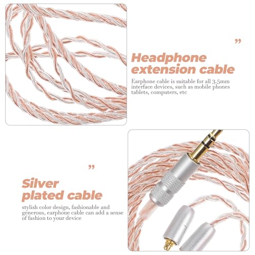 Kichvoe 5mm Silver-Plated Earphone Extension Cable 4-core Detachable Wired Headphone Replacement Cord for Home Audio and Portable Devices