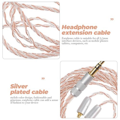 Kichvoe 5mm Silver-Plated Earphone Extension Cable 4-core Detachable Wired Headphone Replacement Cord for Home Audio and Portable Devices