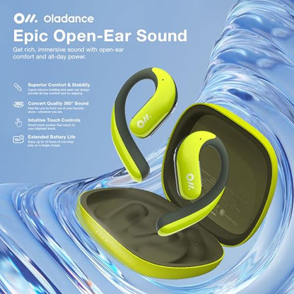 Oladance OWS Pro Open-Ear True Wireless Headphones, 16-Hour Playtime | Bluetooth 5.3, Dual-Device Connectivity, Amplifier Chip, Virtual Bass, Liquid Silicone, Titanium Frame, Comfortable Fit - color: Green