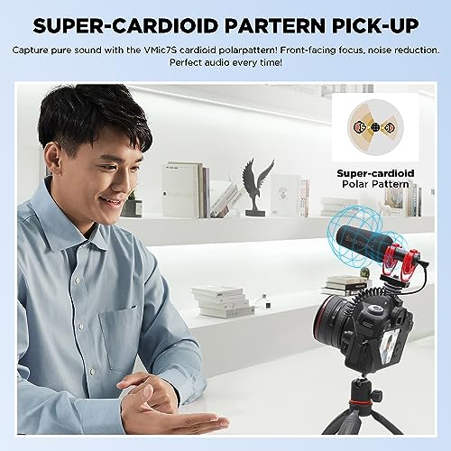 Saramonic VMic7S On-Camera Shotgun Microphone, Condenser Video Mic for Camera DSLR Phone Vlog Podcast Interview ENG/EFP Outdoor Recording