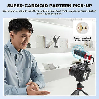 Saramonic VMic7S On-Camera Shotgun Microphone, Condenser Video Mic for Camera DSLR Phone Vlog Podcast Interview ENG/EFP Outdoor Recording