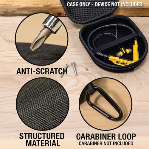 DEWALT Heavy Duty Protective Headphone Case for Neckband Earbuds | Lightweight w/EVA Earphone Hard Shell Case, Headset Travel Carry Shockproof, Water-Resistant, Soft Interior & Accessory