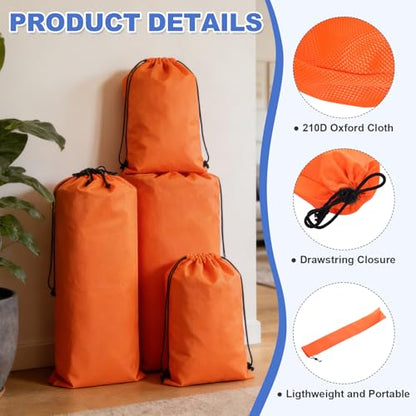 2 Pcs 40 x 5 Inch Tripod Monopod Case Bag, Oxford Cloth Foldable Tripod Carrying Case Bag with Drawstring, Fits Speaker/Light Stand/Studio/Outdoor/Travel/Camping, Orange - size: 40x5 Inch