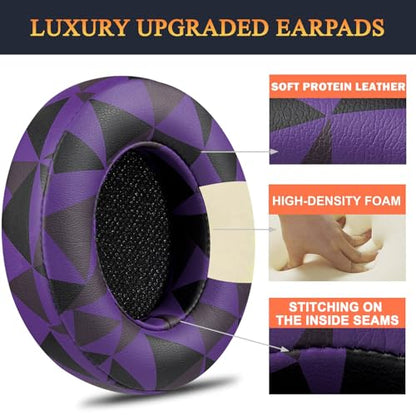 Replacement Ear Pads Cushions for Beats Studio 2 & Studio 3 Wired & Wireless Headphones, Earpads with Soft Protein Leather, Noise Isolation Memory Foam, Added Thickness - Purple Black - color: Purple Black
