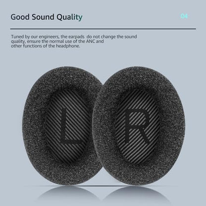 Fabric Comfort Replacement Ear Pads for Bose QuietComfort 35 / QC35 – Fits QC25 QC45 QC15 QC2 AE2 AE2i AE2w SoundLink & SoundTrue (S2 Style) - color: Black & Black & Grey