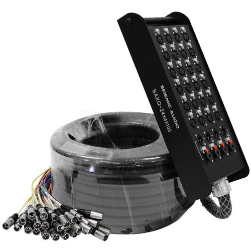 Seismic Audio - SAXQ-24x4x100 - 24 Channel 100' XLR Snake Cable with XLR and 1/4" Returns on the Box - size: 100 Foot - 24 Send x 4 Return