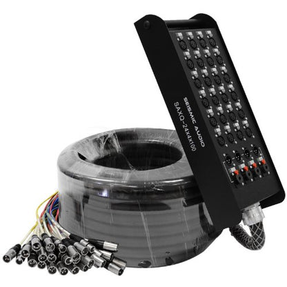 Seismic Audio - SAXQ-24x4x100 - 24 Channel 100' XLR Snake Cable with XLR and 1/4" Returns on the Box - size: 100 Foot - 24 Send x 4 Return