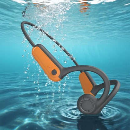 True Bone Conduction Open Ear Headset Waterproof Stereo Bluetooth Earphone Pairless Wear Ideal Choice for Driving Bicycling Running Skiing-B8 Orange - color: Bone Conduction B8 Orange