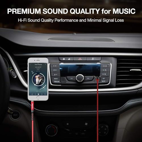 JSAUX 2 Pack AUX Cable 6FT 1.8M Copper Shell Hi-Fi 3.5mm TRS Aux, Cord-Red | 2 Pack AUX Cable, 6FT 1.8M Copper Shell, Hi-Fi Sound, 3.5mm TRS Nylon Braided Cord, for Car Home Stereos Speaker Headphones. - size: 6ft