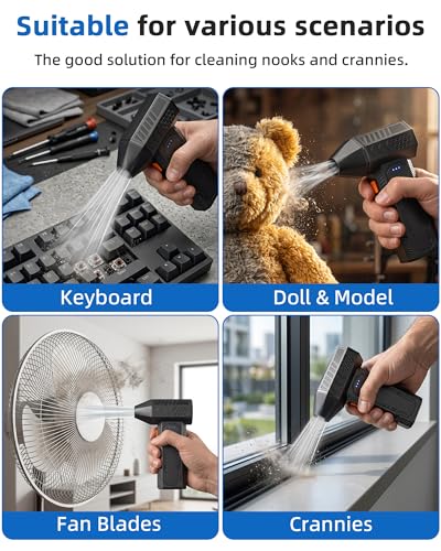 Compressed Air Duster - Electric Air Duster Super Power 130000RPM, 3-Gear Adjustable Mini Duster Blower with Fast Charging, Air Duster Rechargeable for Computer, Keyboard Cleaner, House, Outdoor, Car