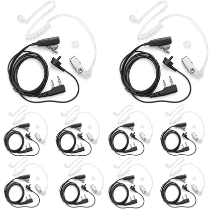 KENMAX® 2 Pin Air Covert Acoustic Earpiece Headset for Two Way Radio Kenwood PUXING Baofeng UV-3R Plus UV-5R UV-5RA 888S - color: Pack of 10