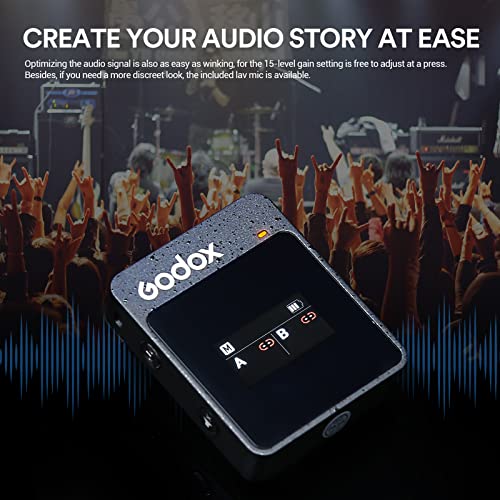 GODOX MoveLink II M1 Wireless Lavalier Microphone, Wireless Lavalier Mic Compatible DSLR Cameras, Camcorders, Smartphones for Vlog, Streaming, Podcasting, Interviewing, Video Producers