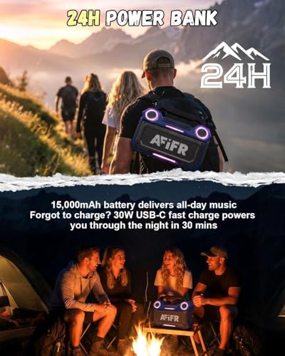 Outdoor Bluetooth Speaker 160W: IP67 Waterproof, 24H, TWS | Rugged portable speaker with deep bass, LED lights, TWS pairing for parties, beach, travel, camping, garage - color: Blue