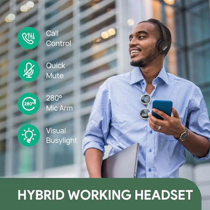 Yealink WH64 Hybrid Mono DECT Dongle & Bluetooth Wireless Teams Headset | Single On Ear Work Headphones for PC, Laptop, Cell Phone, 492ft Range, 3X Mic Noise Canceling, 26H Talk Time - style: WH64 Hy-Mono Teams( DECT Dongle)