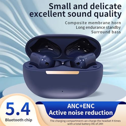 TINGER in-Ear ANC Wireless Earbuds, 35dB Active Noise Canceling Bluetooth Headphones, 24H Playtime Hi-Fi Bass Earphones with IPX4 Waterproof, Built-in Mic for Travel Workout (Blue) - color: Blue