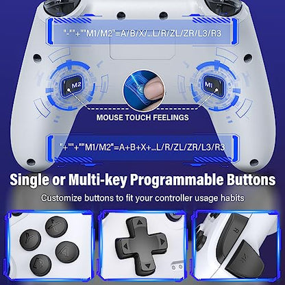 Switch Controller, Wireless Switch Controller for Switch/Switch Lite/Switch OLED, Extra Switch Controller with Paddles, Programmable Switch Remote Control with Back Buttons,Wake-up,Turbo-White - color: White+Black