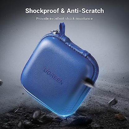 UGREEN Earbud Case, Waterproof Earphone Case Pouch Compatible with AirPods Pro Headphone Case Holder with Stainless Steel Carabiner, for Headphones, Earbuds, SD Memory Card, Camera Chips, Blue - color: Blue