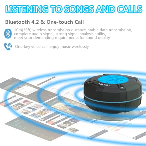 Shower Speaker, IPX7 Waterproof Bluetooth Speaker, Loud HD Sound, Portable Wireless Speaker with Suction Cup & Sturdy Hook, Built-in Mic, for Shower, Pool, Beach, Outdoor(Blue) - color: Blue