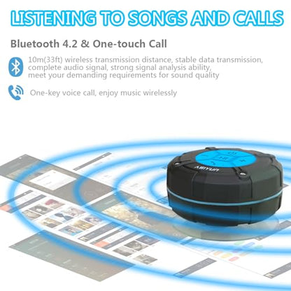 Shower Speaker, IPX7 Waterproof Bluetooth Speaker, Loud HD Sound, Portable Wireless Speaker with Suction Cup & Sturdy Hook, Built-in Mic, for Shower, Pool, Beach, Outdoor(Blue) - color: Blue