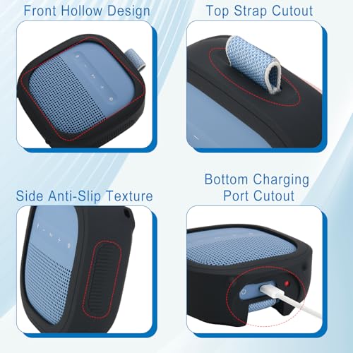 1 Pack Silicone Case for Bose SoundLink Micro 2nd Gen Speaker, Shockproof Protective Skin Cover Sleeve Soft Silicone Cover (Case Only) (Black) - color: Black