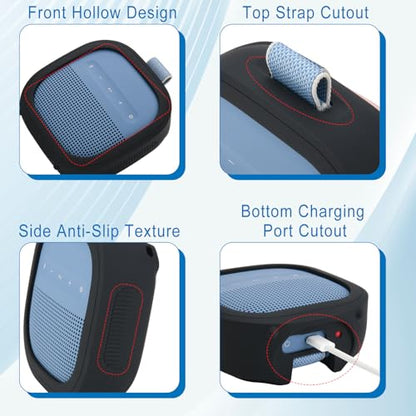 1 Pack Silicone Case for Bose SoundLink Micro 2nd Gen Speaker, Shockproof Protective Skin Cover Sleeve Soft Silicone Cover (Case Only) (Black) - color: Black