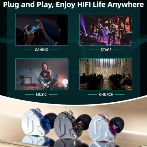 KZ ZSN Pro in Ear Monitor Headphones, 1BA 1DD Hybrid Driver Wired Gaming Earbuds, Deep Bass Sound Wired Ear Buds, HiFi IEM for Gaming Music Video Calling Singer Musician Drummer DJ (with mic, Purple) - color: Purple, style: with mic