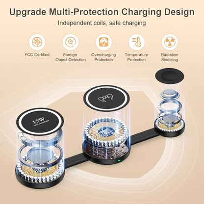 18W Fast Wireless Charger Pad 3 in 1 Foldable Wireless Charging Station