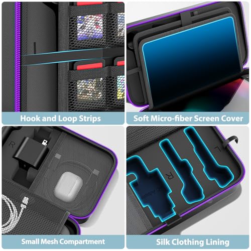 OIVO Carrying Case Compatible with 2025 Nintendo Switch, Portable Switch 2 Travel Carry Case Fit for Joy-Con 2 & Adapter, Hard Shell Protective Pouch Bag with 24 Game Slots, Purple - color: Purple