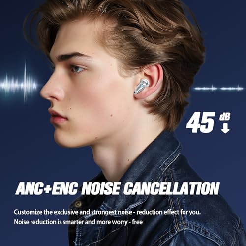 Wireless Gaming Earbuds for PC with Mic 2.4GHz Dongle Low Latency ANC Noise Cancelling Earbuds in Ear Gaming Headphones Earphone Ear Buds Compatible with Meta Quest 2, Steam Deck, PS4, PS5, PC, Switch - color: White