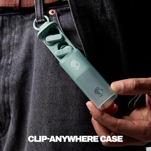 Skullcandy Dime Evo Wireless Earbuds with Clip-Anywhere Case - Preppy Sage | In-Ear Fit, Noise Isolating, 36 Hours Battery, Microphone for iPhone Android, Easy Clip-On Design, Travel, Commuting - color: Preppy Sage