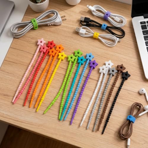 15Pcs Star Silicone Zip Ties, Reusable Self-Locking Straps - color: 15pcs- Star Cable Ties