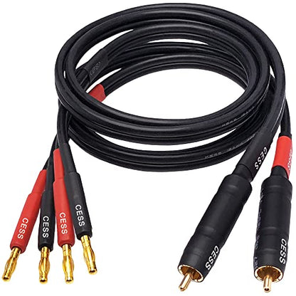 CNCESS RCA to Banana Plug Silicone Wire Speaker Cable (12AWG, 3 Feet) - size: 12AWG 3 Feet