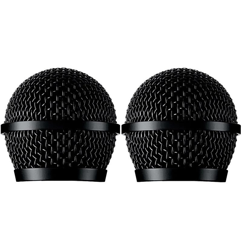2 Pack Microphone Replacement Grille, Fits for Shure PG48, PG58, PGX2, BLX288, PG24 Mic Head Cover, Microphone Ball Head Mesh Grill Black