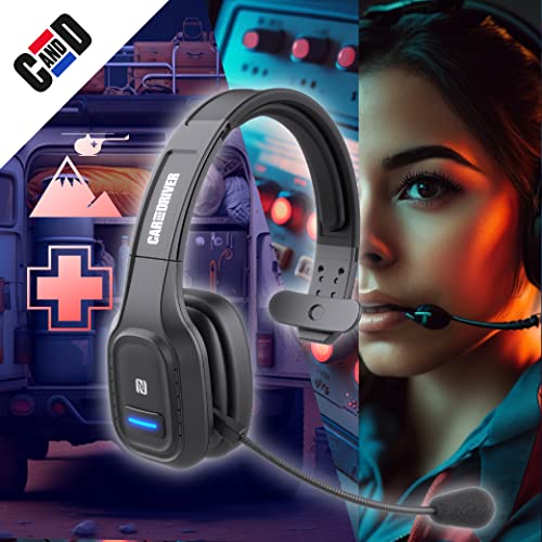 BT5500 Trucker Bluetooth 5.0 Headset Noise Cancelling Microphone | Wireless Headset, Rotatable Mic, Adjustable Headband Multi Device Pairing, Voice Assistant Support, 30-HR Talk, 57-HR Music - color: Black