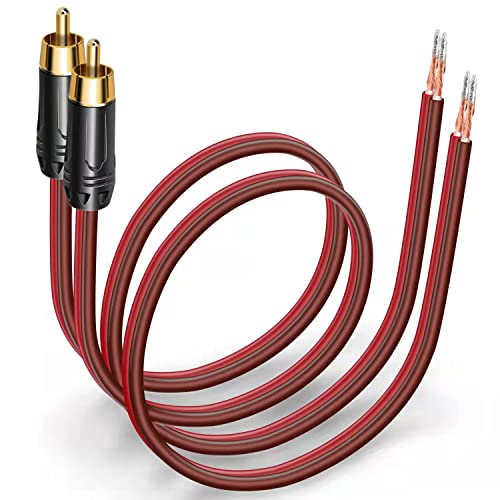 Yuchenfeng Gold-Plated RCA to Bare Wire Speaker Cable - 14AWG OFC Copper Audio Cable for Subwoofers, Amps & Home Theater, Dual PVC Shielded, Zero-Noise(1FT 2PCS) - size: RCA TO BARE 1FT 2-PCS