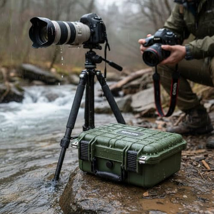 MEIJIA All Weather IP67 Waterproof Hard Camera Case,Hard Protective Case,Hard Case with Customizable Foam,Fit Use of Drones,Camera,Equipments,Pistols(Green,13.35 x11.63x5.98inches) - color: Green, size: 13.35 x11.63x5.98inches