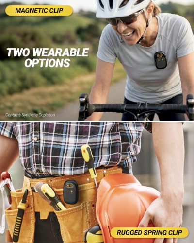 Scosche Magnetic Clip-On Wearable Bluetooth Speaker with Built-in Mic for Hands-Free Calls, IP65 Waterproof & Dustproof Jobsite Speaker for Work and Outdoors, Compact and Lightweight Portable Design