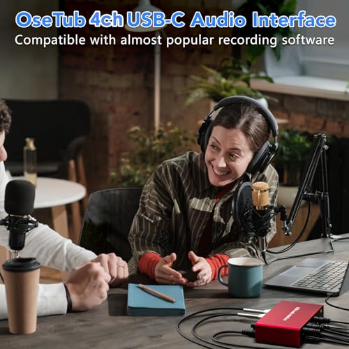 USB Audio Interface 4 Line Outputs & 2 Line Inputs with 48V Phantom Power 24Bit/192kHz for the Musicians, Vocalist, Podcaster, Works with Most DAWs and Recording Software(AR007-4 Line Outputs)