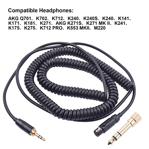 Replacement Audio Cable for Beyerdynamic DT 1990 Pro, DT 1770 Pro, DT 990 Pro, DT 990 Pro X, DT 770 Pro, DT 770 Pro X Headphone, for AKG Q701, Q702, K712, K240, With 6.35mm Adapter (4.6 FT-13.4 FT)