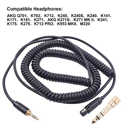 Replacement Audio Cable for Beyerdynamic DT 1990 Pro, DT 1770 Pro, DT 990 Pro, DT 990 Pro X, DT 770 Pro, DT 770 Pro X Headphone, for AKG Q701, Q702, K712, K240, With 6.35mm Adapter (4.6 FT-13.4 FT)