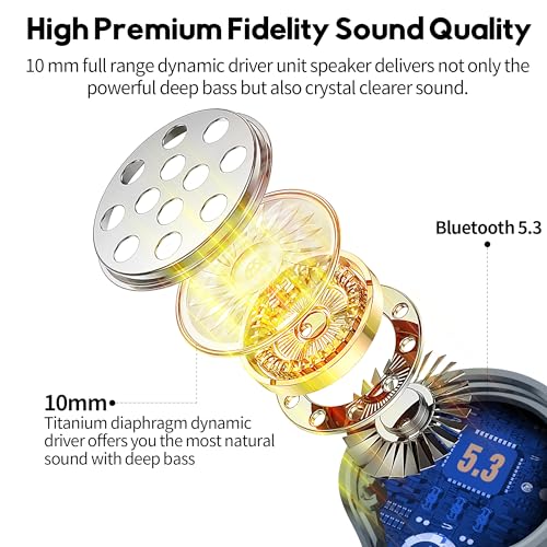 Wireless Earbuds,Immersive Sound Premium Deep Bass Hi-Fi Stereo Headset IPX8 Waterproof Bluetooth 5.3 with 4 Mics Call Noise Cancelling Wearable Technology Rings Earphones for iOS,Android,Workout - color: Royal Blue