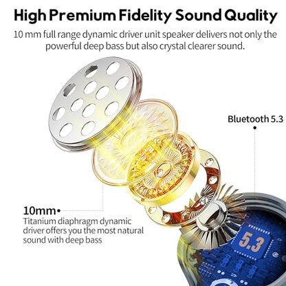 Wireless Earbuds,Immersive Sound Premium Deep Bass Hi-Fi Stereo Headset IPX8 Waterproof Bluetooth 5.3 with 4 Mics Call Noise Cancelling Wearable Technology Rings Earphones for iOS,Android,Workout - color: Royal Blue
