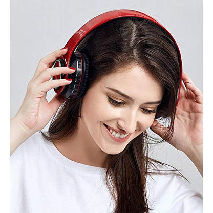 Kids Bluetooth Over Ear Headphones with LED Lights, Red | Built-in Mic, Bluetooth 5.0, Wired and Wireless Foldable Stereo Headphones for Classroom, Office, Tablet, Airplane,Travel - color: Red Black